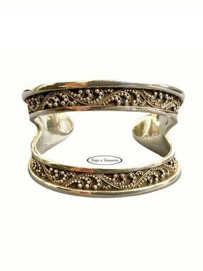 LOIS HILL Signature Sterling Silver 1.5” Granulated Scroll Cuff – EUC ✨